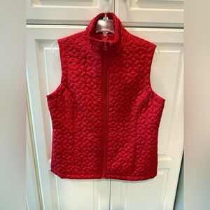 Kim Rogers Women’s Red Quilted Vest Full Zip Closure 2 Front Pockets Size Medium